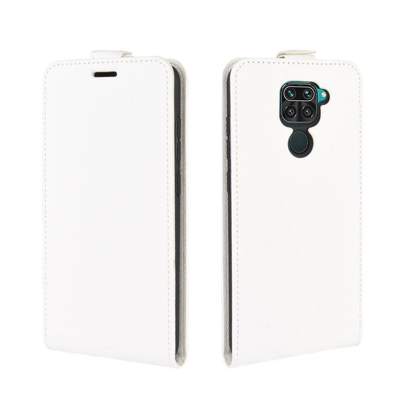 Vertical PU kožené flipové pouzdro na mobil Xiaomi Redmi Note 9 - bílé