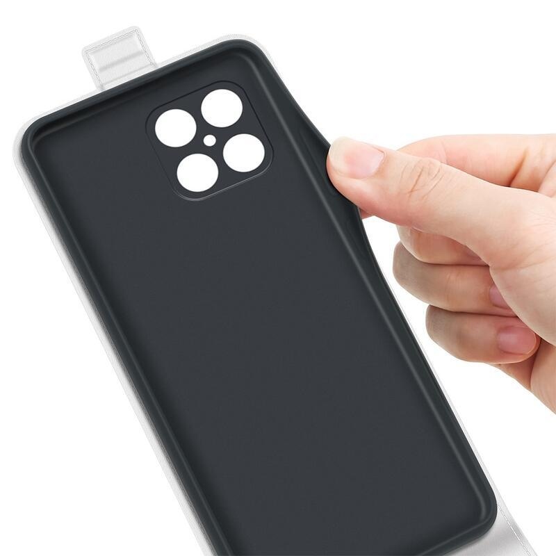 Vertical PU kožené peněženkové pouzdro na mobil Honor X8 - bílé
