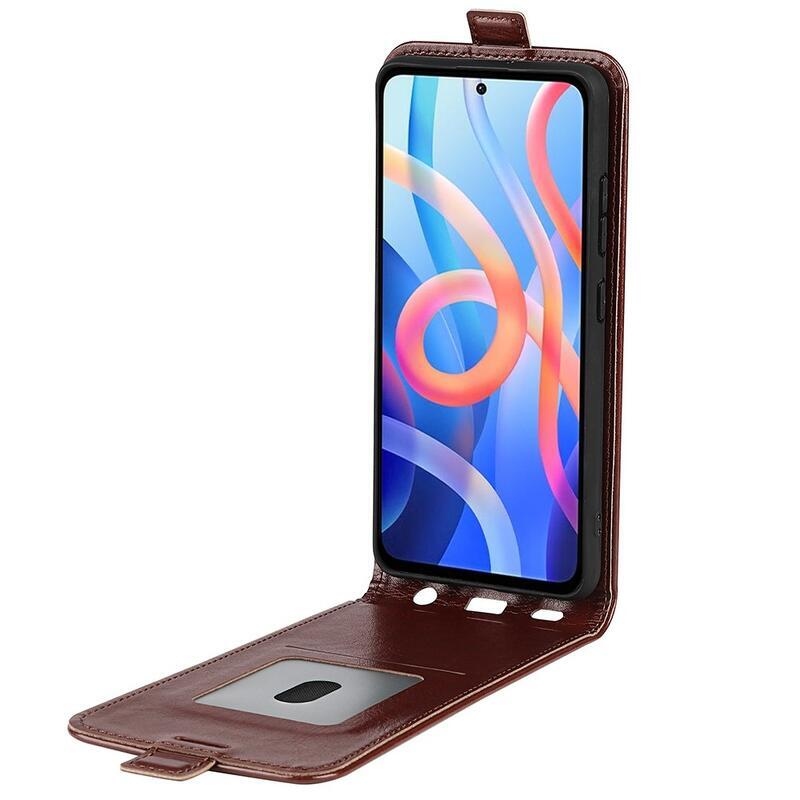 Vertical PU kožené peněženkové pouzdro na mobil Xiaomi Poco M4 Pro 5G/Redmi Note 11S 5G - hnědé