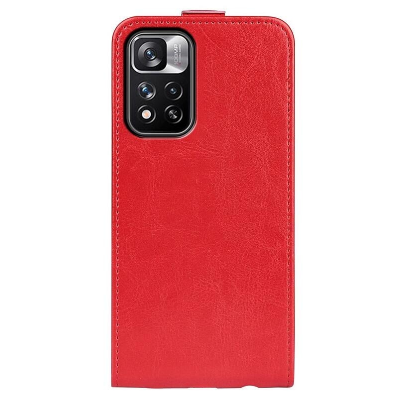 Vertical PU kožené peněženkové pouzdro na mobil Xiaomi Redmi Note 11 Pro+ 5G - červené