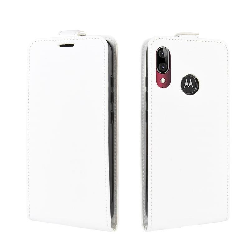 Vertical PU kožené pouzdro na mobil Motorola Moto E6 Plus - bílé