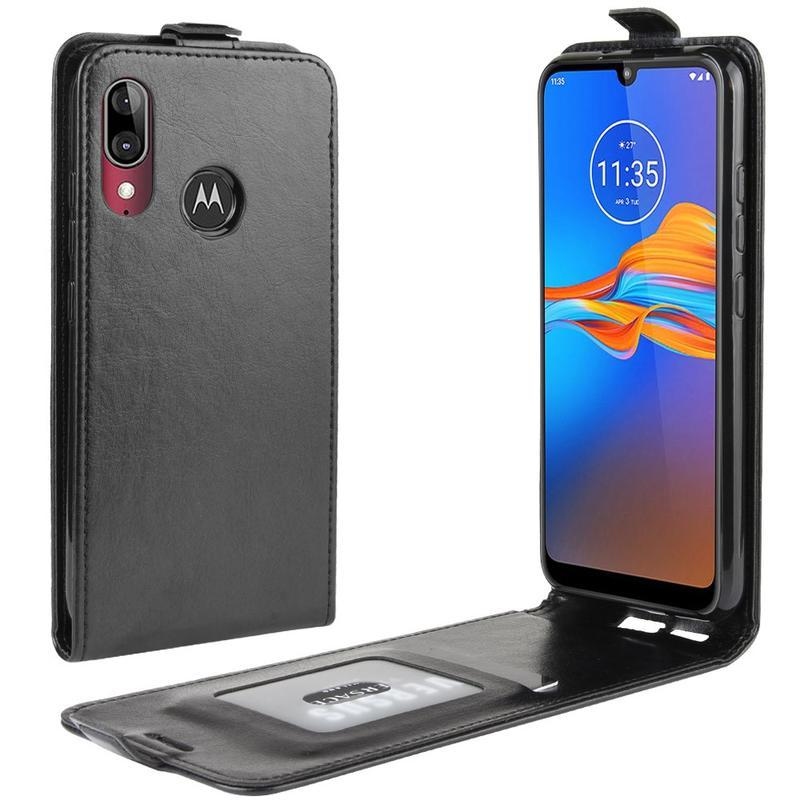 Vertical PU kožené pouzdro na mobil Motorola Moto E6 Plus - černé