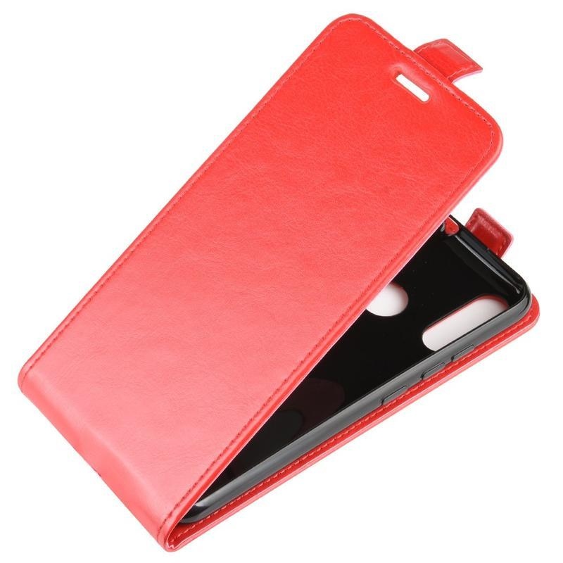 Vertical PU kožené pouzdro na mobil Motorola Moto E6 Plus - červené
