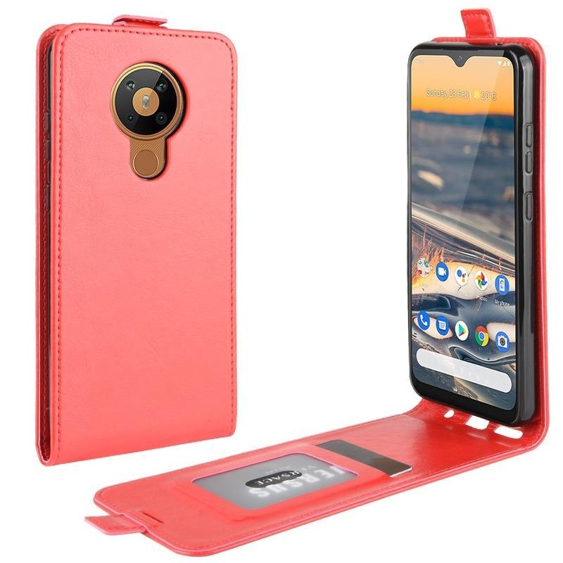 Vertical PU kožené pouzdro na mobil Nokia 5.3 - červené