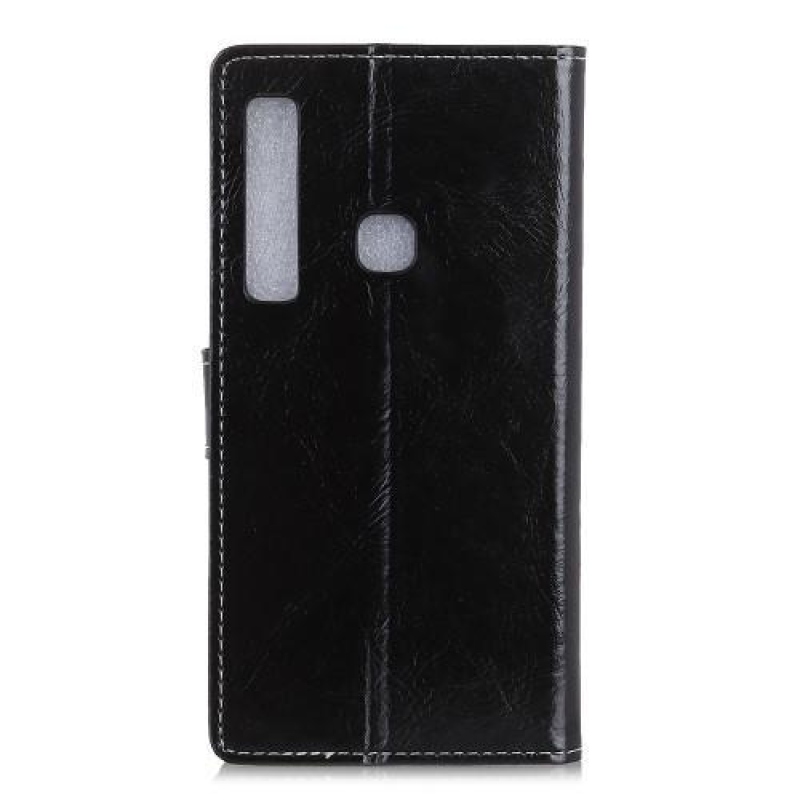 Vintage PU kožené peněženkové pouzdro na Samsung Galaxy A9 - černé