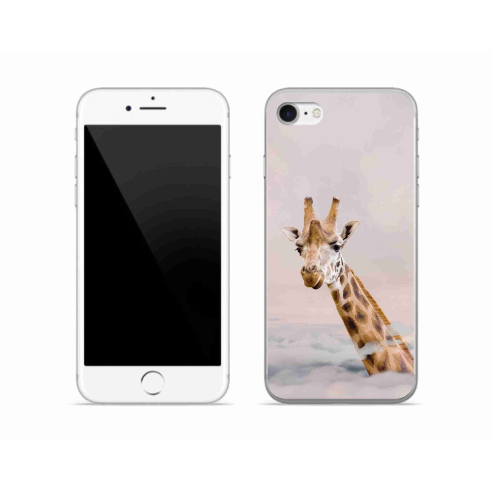 Gelový kryt mmCase na iPhone SE (2020) - žirafa v oblacích