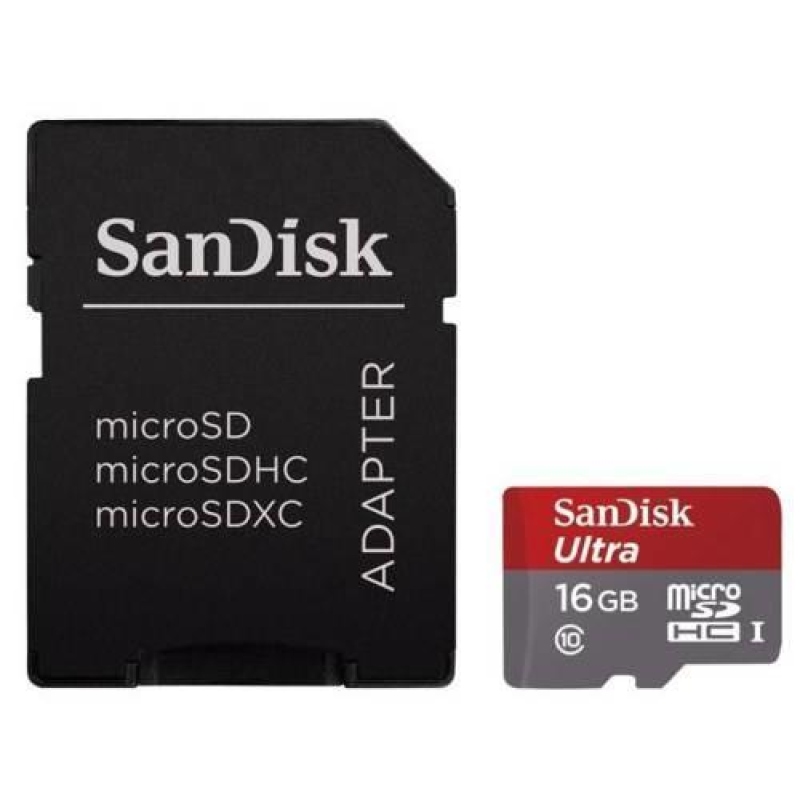 Vysokorychlostní paměťová karta SanDisk Ultra microSDHC 16 GB 98 MB/s Class 10 UHS-I, Android včetně SD adaptéru