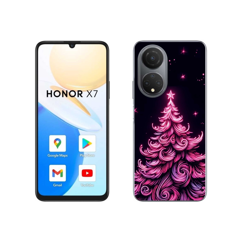 Gelový kryt mmCase na Honor X7 - neonový vánoční stromek 2