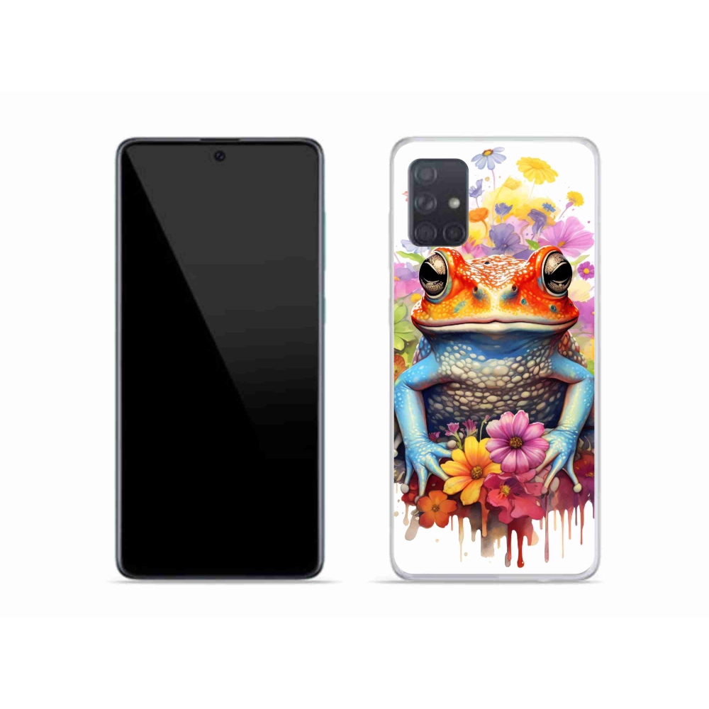 Gelový kryt mmCase na Samsung Galaxy A51 - žába s květinami