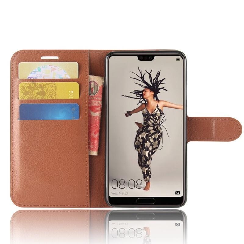Wallet PU kožené pouzdro na Huawei P20 - hnědé