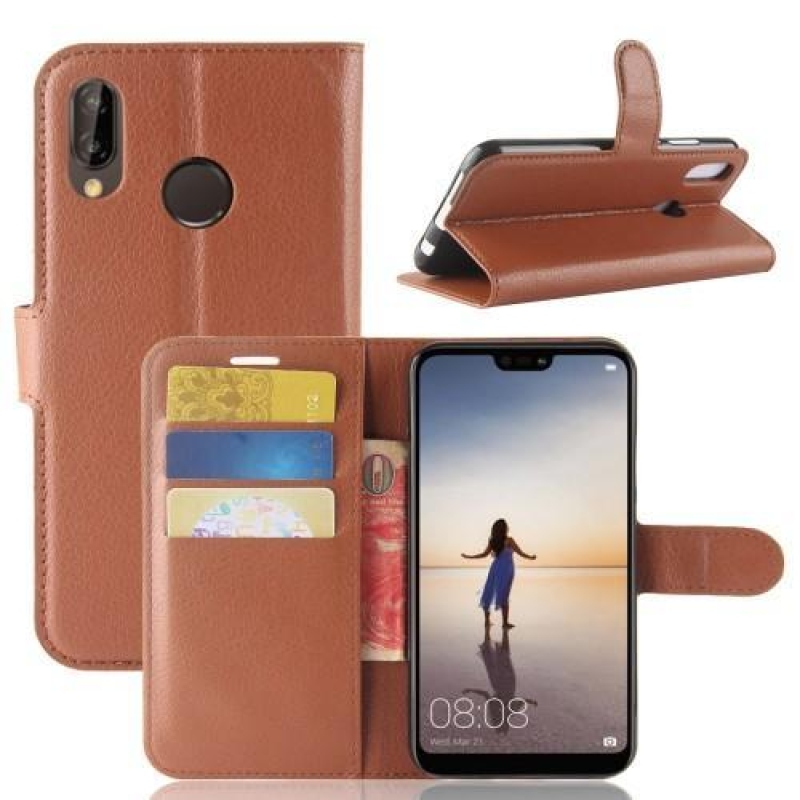 Wallet PU kožené pouzdro na Huawei P20 Lite - hnědé