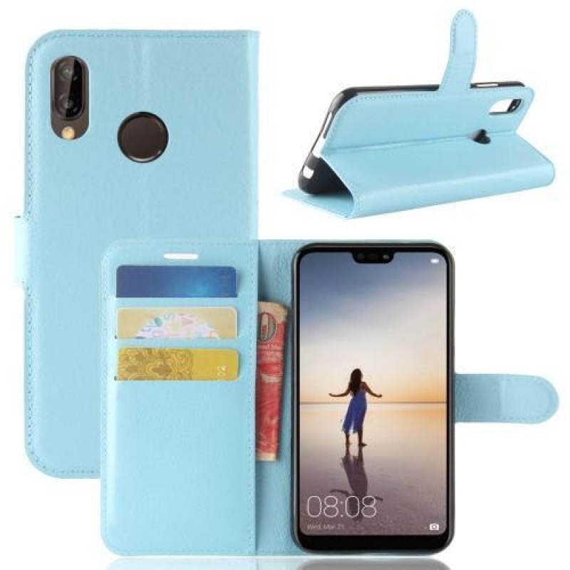 Wallet PU kožené pouzdro na Huawei P20 Lite - modré