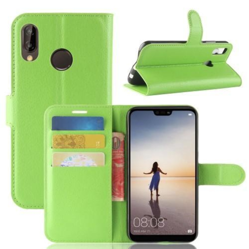 Wallet PU kožené pouzdro na Huawei P20 Lite - zelené