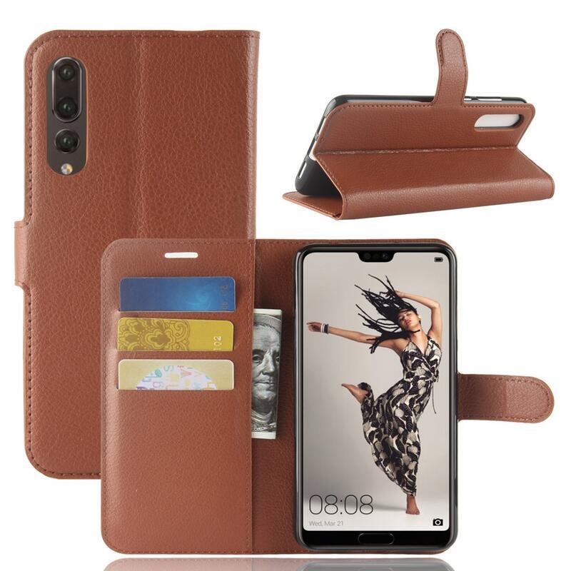 Wallet PU kožené pouzdro na Huawei P20 Pro - hnědé