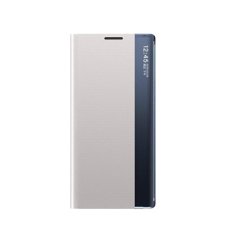 Window PU kožené peněženkové pouzdro s průhledným okénkem na mobil Samsung Galaxy A72 5G/4G - šedé