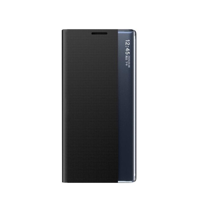 Window PU kožené peněženkové pouzdro s průhledným okénkem na mobil Xiaomi Redmi Note 9T 5G - černé