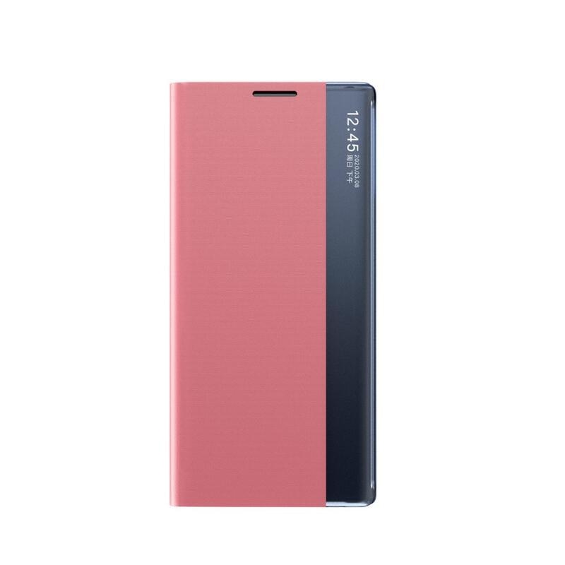 Window PU kožené peněženkové pouzdro s průhledným okénkem na mobil Xiaomi Redmi Note 9T 5G - růžové
