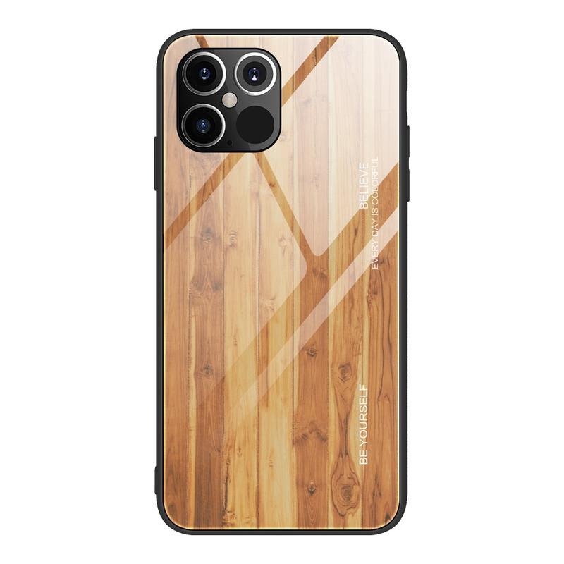 Wood gelový obal s pevnými zády se vzorem dřeva na mobil iPhone 12 Pro Max 6,7