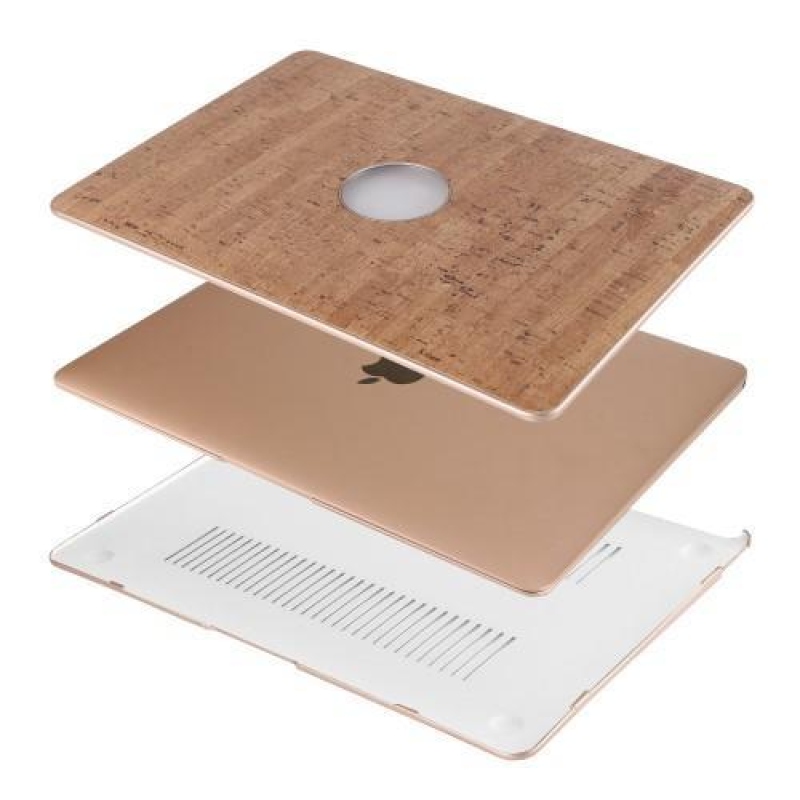 Woody plastový obal potažený PU kůží na MacBook Air 13.3 - khaki