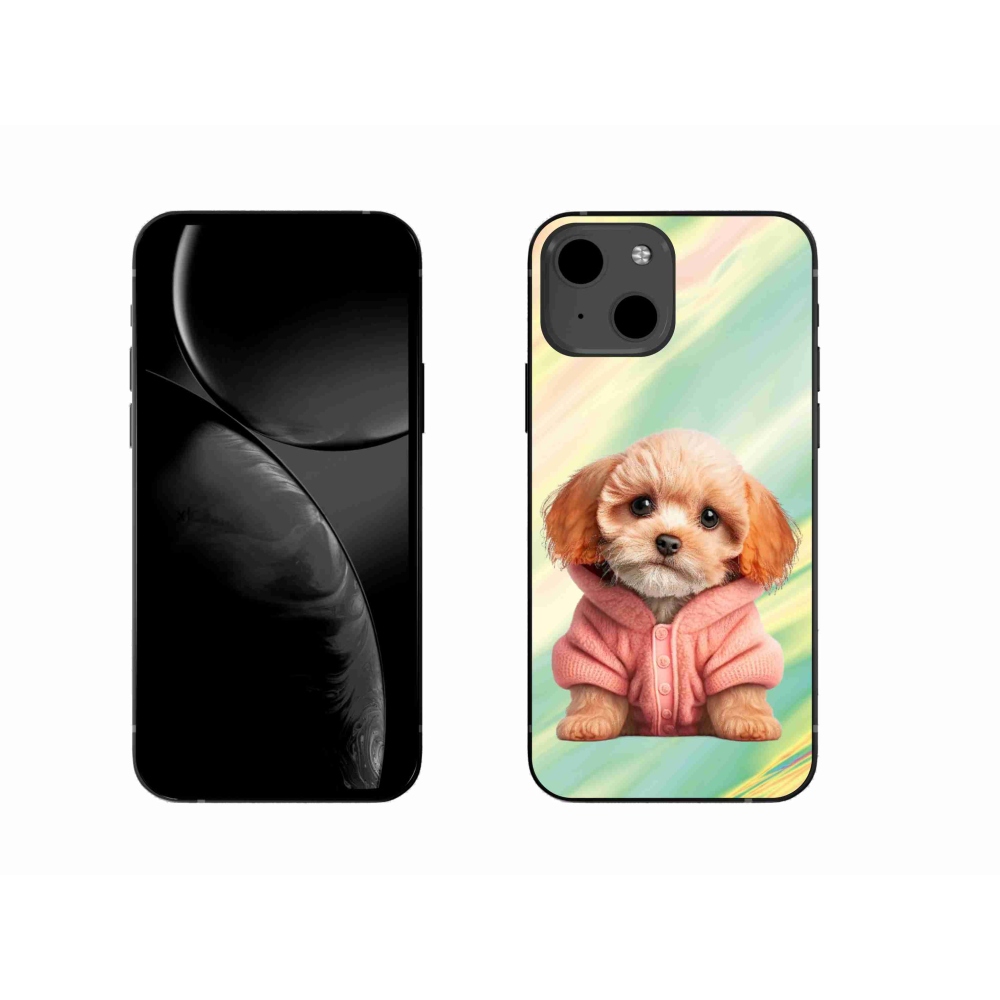 Gelový kryt mmCase na iPhone 13 - štěně ve svetru