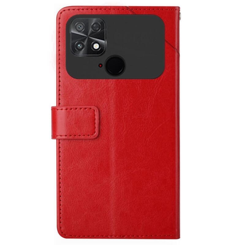Y-Line PU kožené peněženkové pouzdro na mobil Xiaomi Poco C40 - červené
